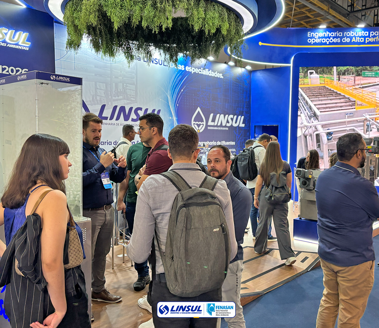 Estande da LINSUL na FENASAN 2026, no Expo Center Norte, em São Paulo.