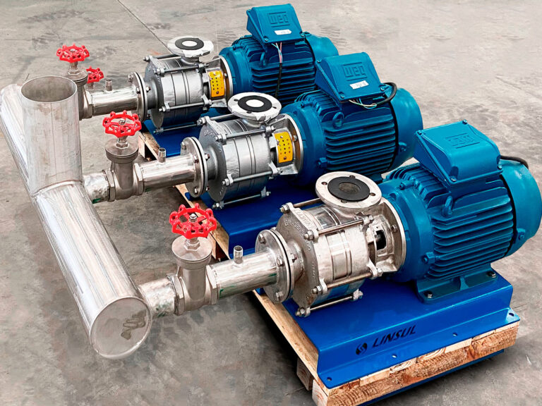 Bomba de microbolhas Linsul de alta eficiência para sistemas de flotação por ar dissolvido (DAF), otimizando a remoção de sólidos e óleos em efluentes industriais.