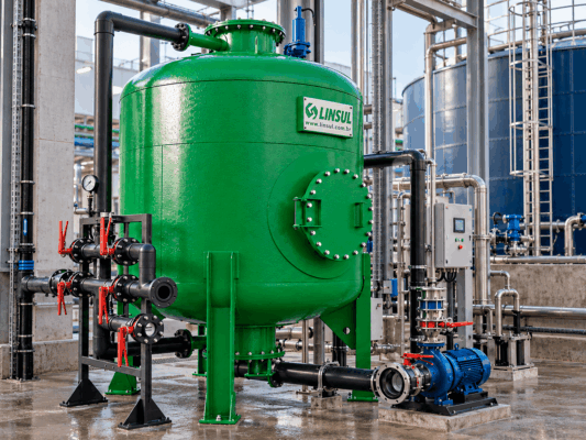 Os Filtros Pressurizados LINSUL são sistemas de filtração desenvolvidos para remover impurezas e melhorar a qualidade da água em aplicações industriais, proporcionando maior estabilidade e confiabilidade aos processos de tratamento.